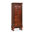 Meuble de rangement à bijoux en bois marron à 7 tiroirs avec 1 miroir rabattable sur le dessus et 4 compartiments – 15(L) x 9(l) x 38,5(H)