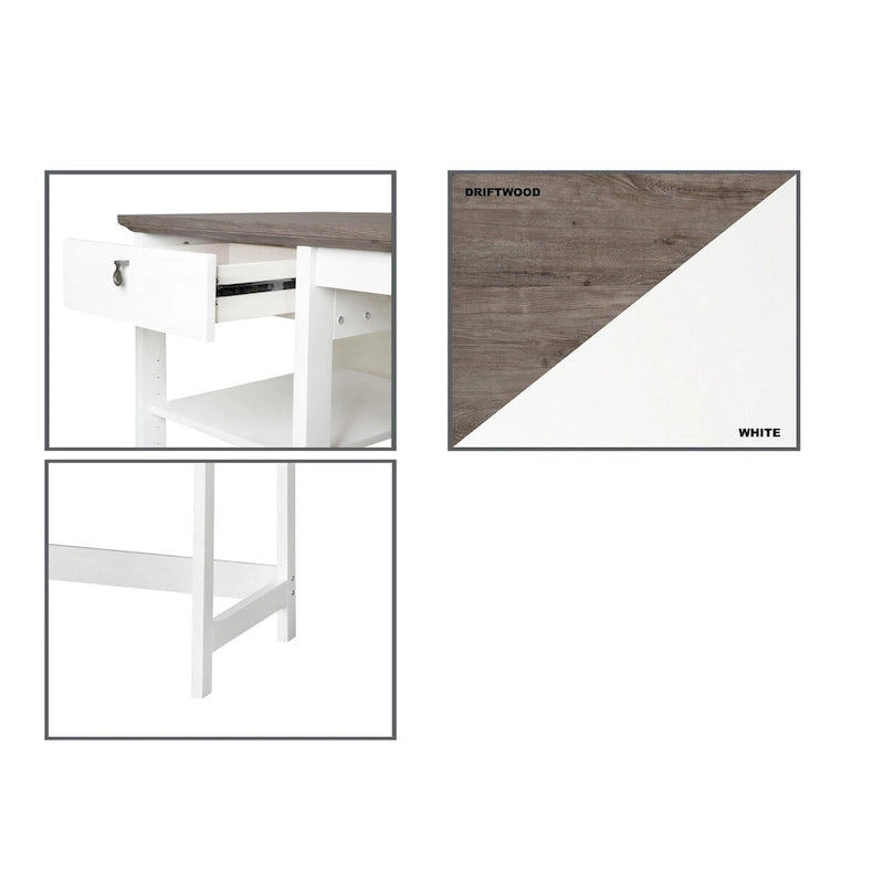 Bureau d'écriture contemporain bicolore Saint Birch Finley de 59 pouces avec rangement