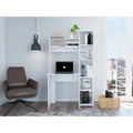 Bureau avec bibliothèque à 6 étagères, table pour ordinateur portable, armoire intégrée