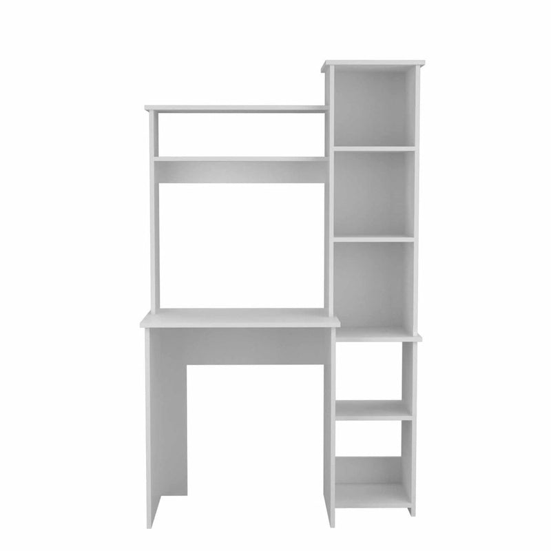 Bureau avec bibliothèque à 6 étagères, table pour ordinateur portable, armoire intégrée