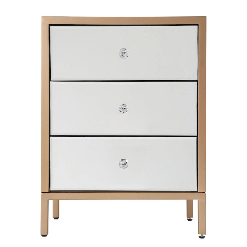 Modern Contemporary 17.7 Wide 3-Drawer Mirrored Side Table Chest Storage Dresser Nightstand
