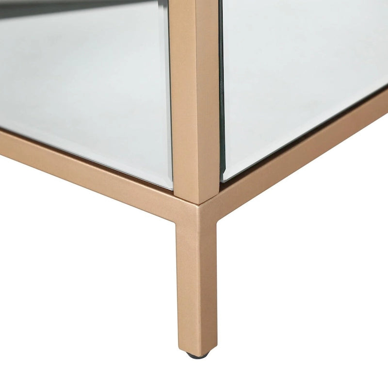 Table de chevet/Commode de rangement contemporaine moderne à 3 tiroirs et miroir de 45 cm de large