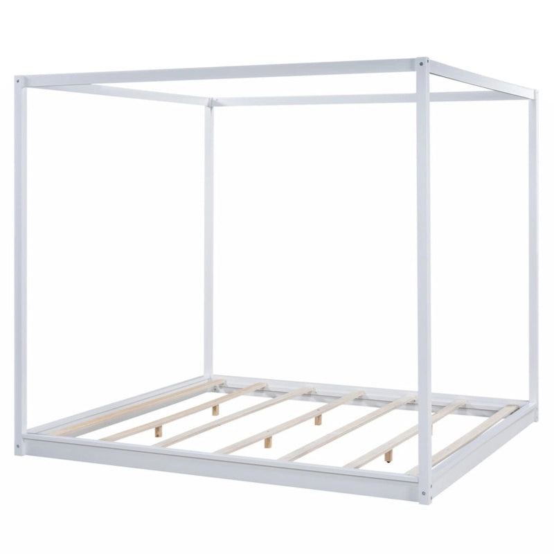 Lit plateforme baldaquin King size avec pieds de support
