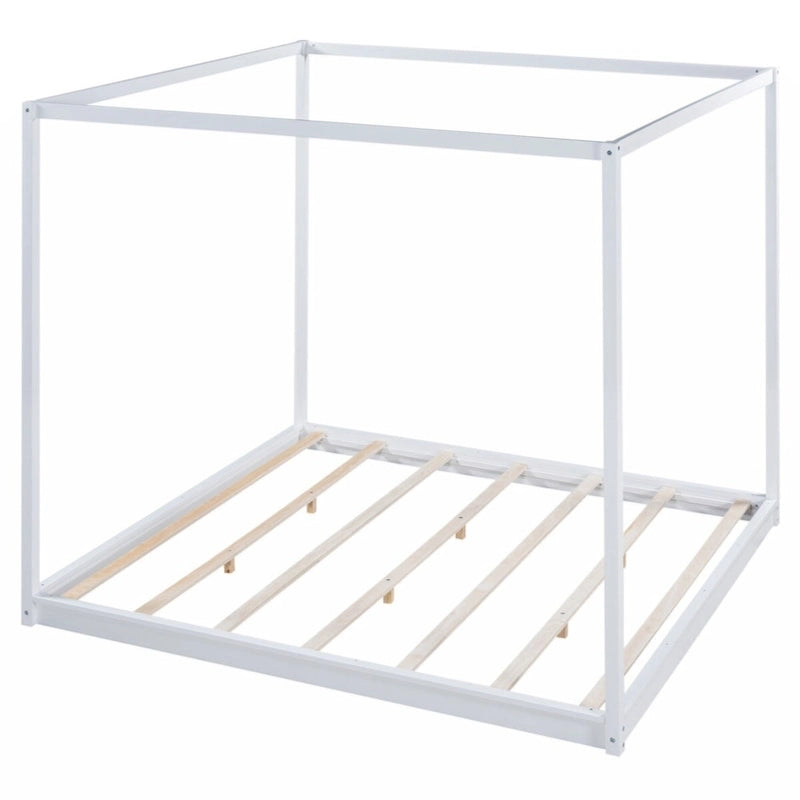 Lit plateforme baldaquin King size avec pieds de support
