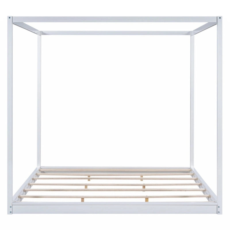 Lit plateforme baldaquin King size avec pieds de support