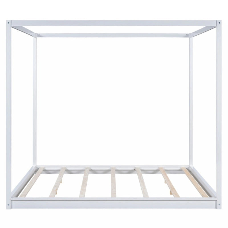 Lit plateforme baldaquin King size avec pieds de support