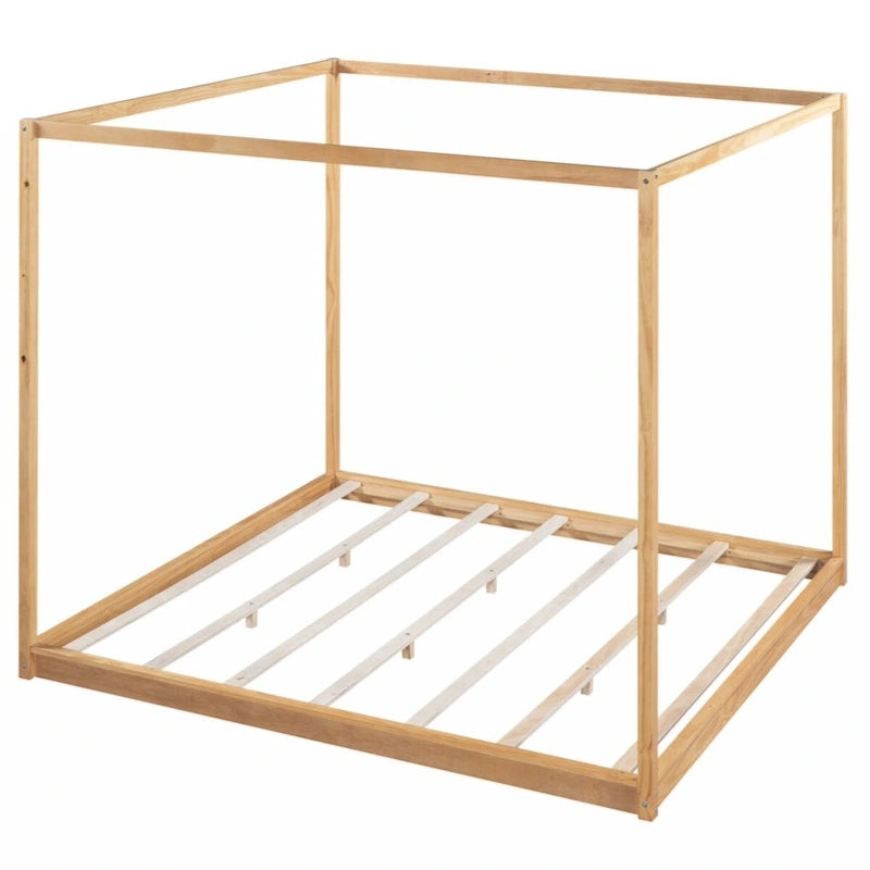 Lit plateforme baldaquin King size avec pieds de support