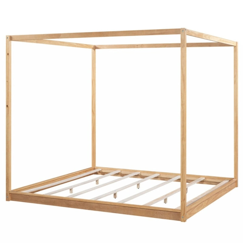 Lit plateforme baldaquin King size avec pieds de support