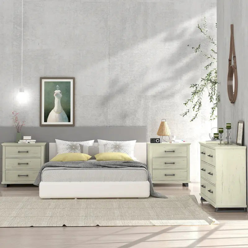 Farmhouse 3-Piece Bedroom Set - 2 Nightstand and 1 Dresser
