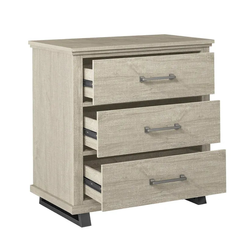 Ensemble de chambre à coucher 3 pièces de style campagnard - 2 tables de chevet et 1 commode