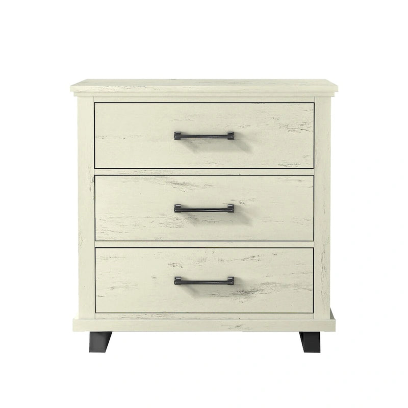 Ensemble de chambre à coucher 3 pièces de style campagnard - 2 tables de chevet et 1 commode