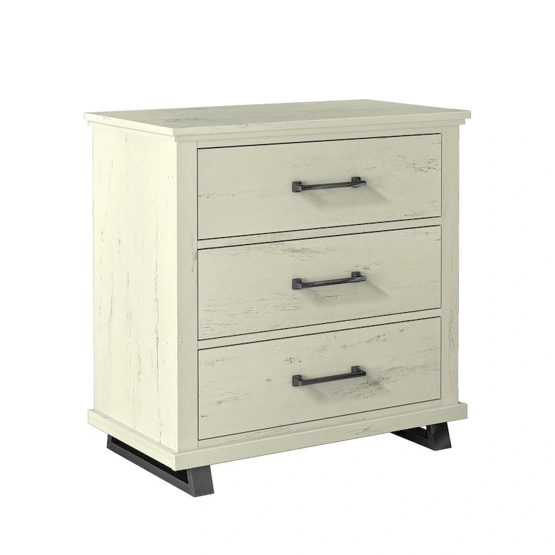 Ensemble de chambre à coucher 3 pièces de style campagnard - 2 tables de chevet et 1 commode