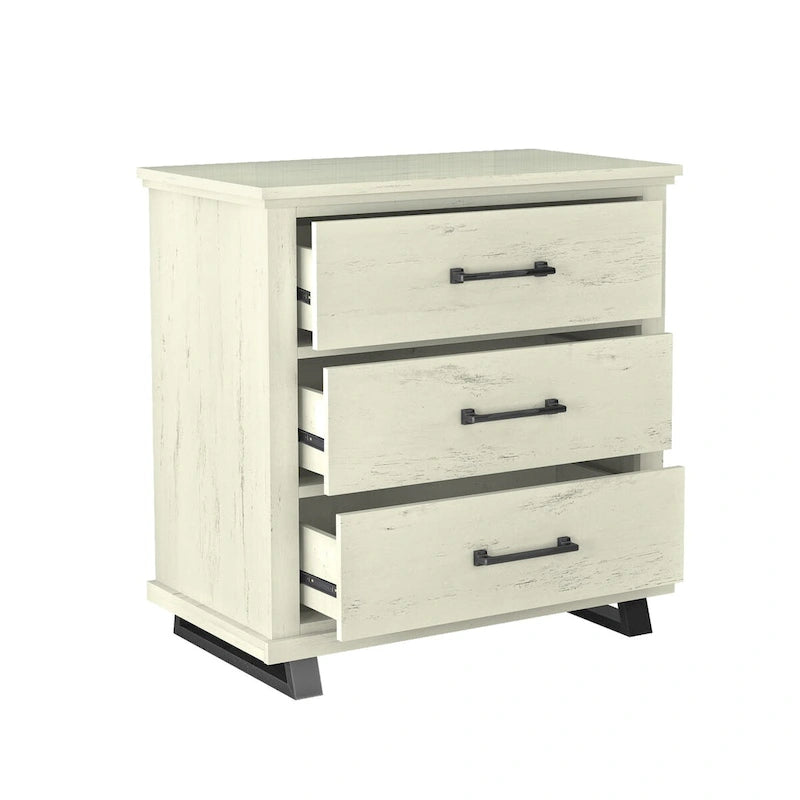 Ensemble de chambre à coucher 3 pièces de style campagnard - 2 tables de chevet et 1 commode