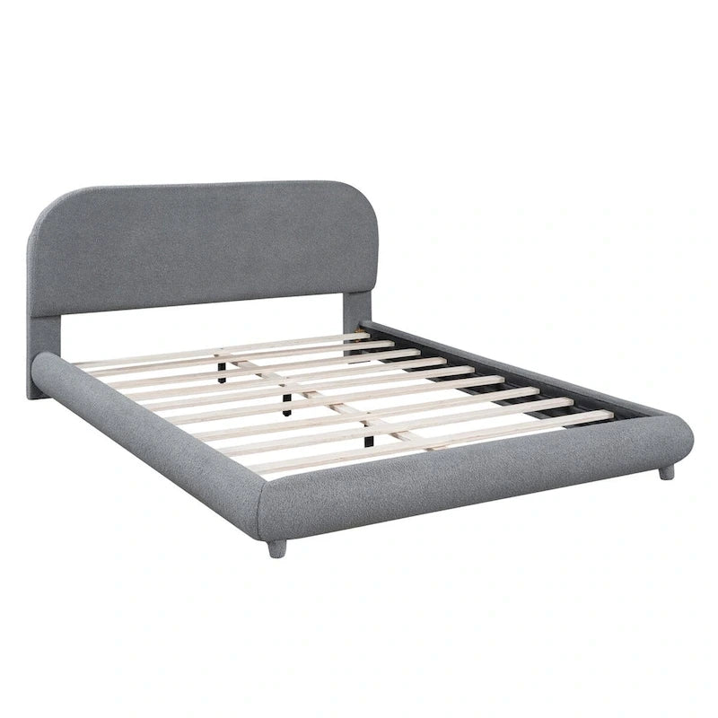 Lit plateforme rembourré queen size en molleton Teddy avec tissu épais