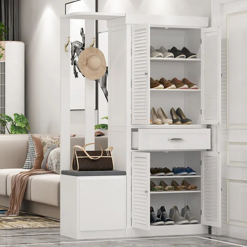 Timehcee 30Meuble à chaussures Meuble de rangement avec portes Meuble bas en bois