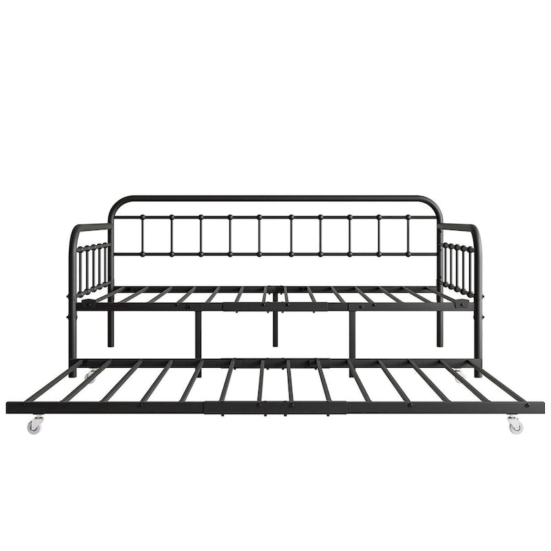 Cadre de lit de repos en métal avec lit gigogne - Taille simple