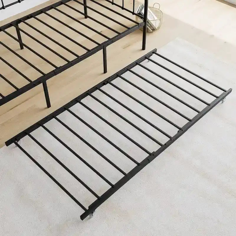 Cadre de lit de repos en métal avec lit gigogne - Taille simple