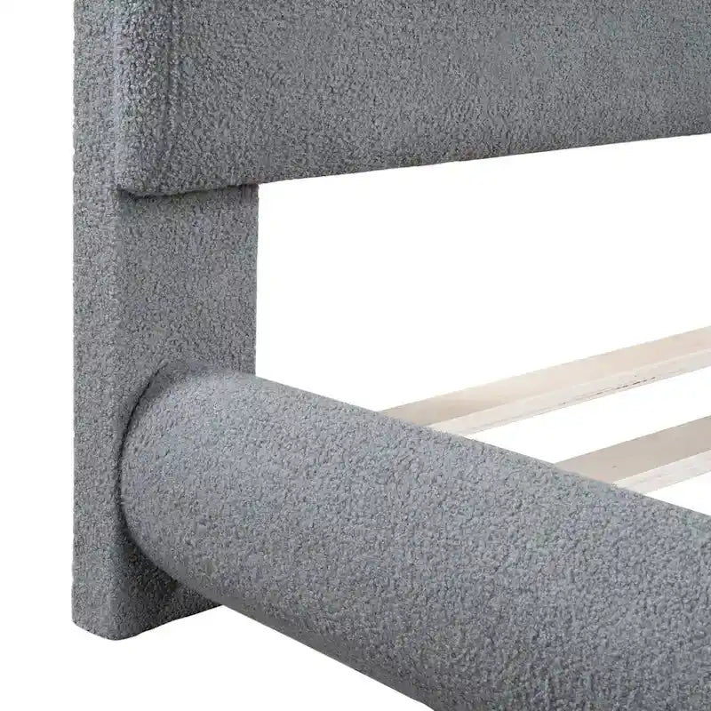 Lit plateforme capitonné pleine grandeur avec tissu épais
