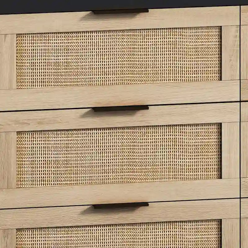43.316-Meuble de rangement en rotin avec tiroirs en rotin, pour chambre à coucher, salon, noir