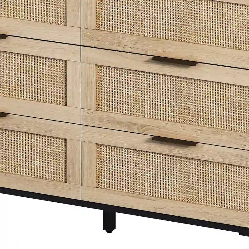 43.316-Meuble de rangement en rotin avec tiroirs en rotin, pour chambre à coucher, salon, noir