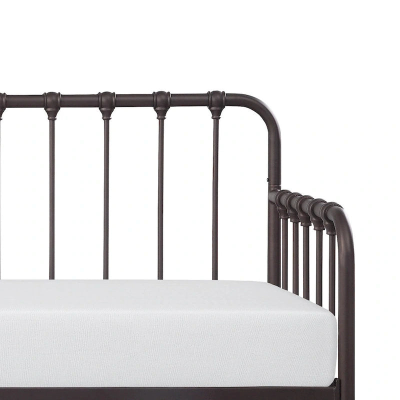 Lit de repos Ziva avec lit gigogne relevable, cadre en métal bronze foncé, pieds pliables