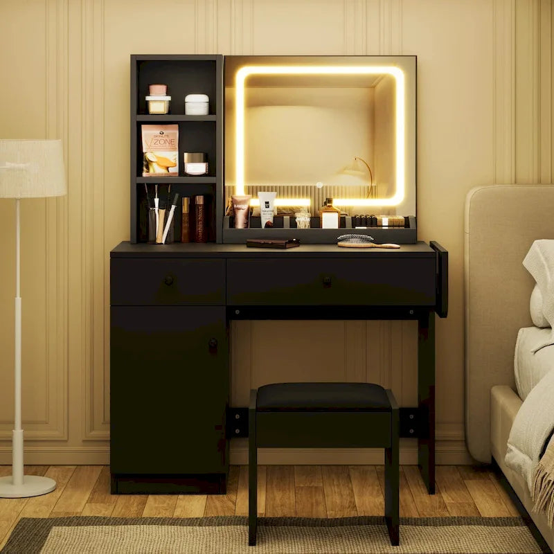 Coiffeuse avec miroir et lumière LED