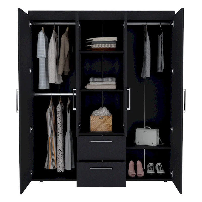 Armoire Bariloche avec tringles, étagères et 2 tiroirs