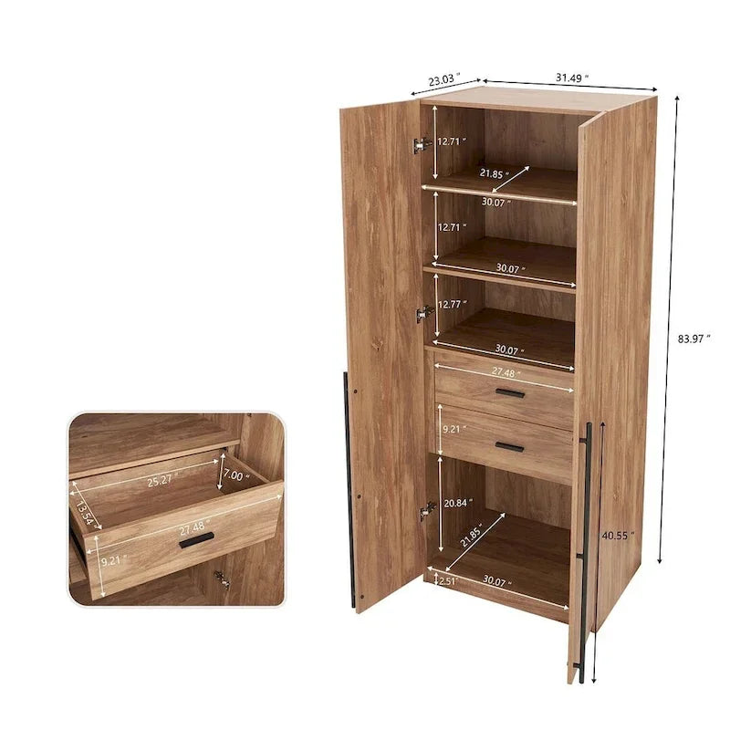 Manhattan Comfort Lee Armoire Garde-robe Moderne Autoportante 1.0 (Lot de 2)