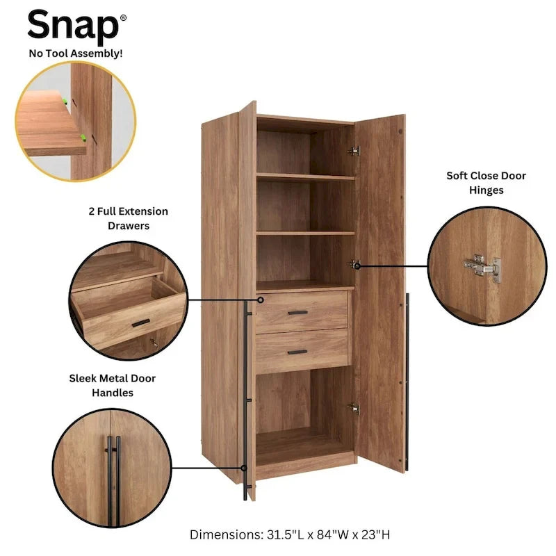Manhattan Comfort Lee Armoire Garde-robe Moderne Autoportante 1.0 (Lot de 2)