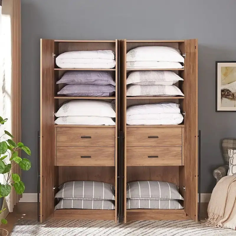 Manhattan Comfort Lee Armoire Garde-robe Moderne Autoportante 1.0 (Lot de 2)
