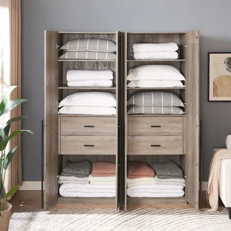 Manhattan Comfort Lee Armoire Garde-robe Moderne Autoportante 1.0 (Lot de 2)