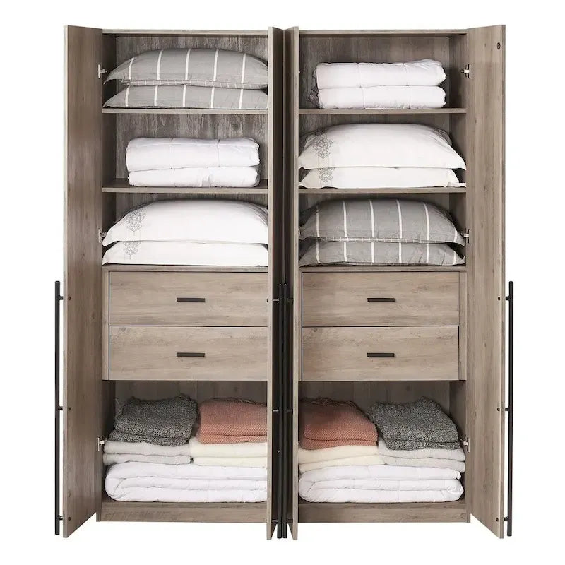 Manhattan Comfort Lee Armoire Garde-robe Moderne Autoportante 1.0 (Lot de 2)