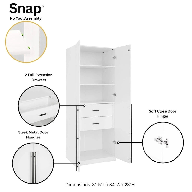 Manhattan Comfort Lee Armoire Garde-robe Moderne Autoportante 1.0 (Lot de 2)