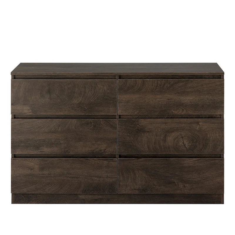 Commode à 6 tiroirs de 47 po de large, buffet, console, armoires de rangement, armoires de rangement d'appoint sans poignée