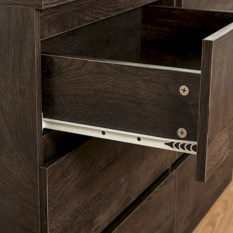 Commode à 6 tiroirs de 47 po de large, buffet, console, armoires de rangement, armoires de rangement d'appoint sans poignée