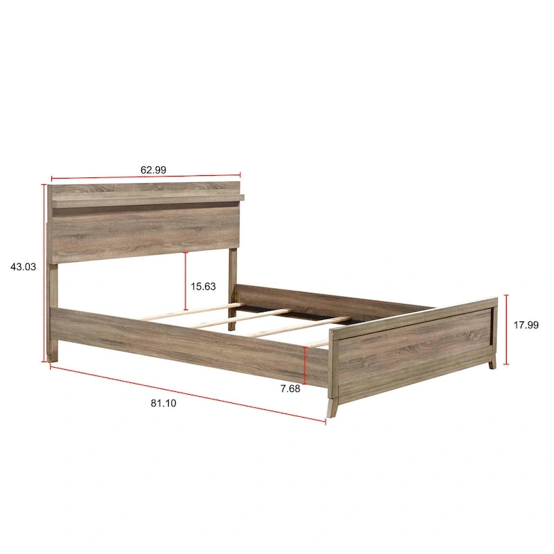Ensemble de chambre à coucher Daemon 3 pièces en panneaux marron clair
