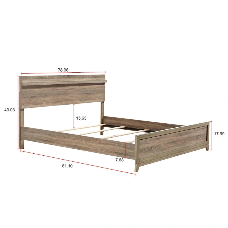 Ensemble de chambre à coucher Daemon 3 pièces en panneaux marron clair