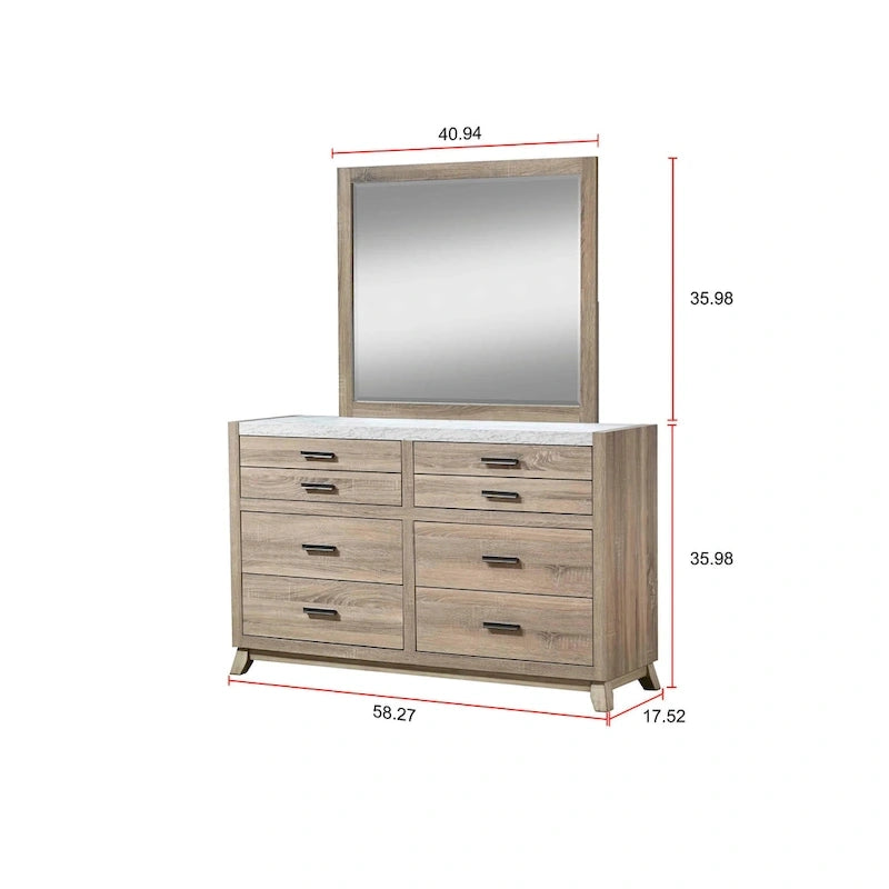 Ensemble de chambre à coucher Daemon 3 pièces en panneaux marron clair