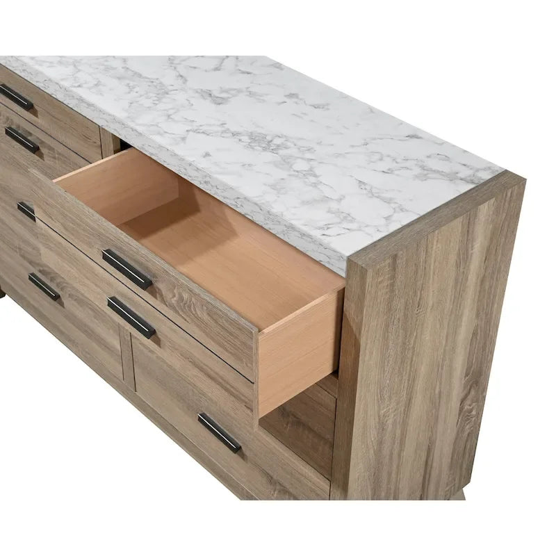 Ensemble de chambre à coucher Daemon 3 pièces en panneaux marron clair