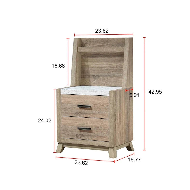 Ensemble de chambre à coucher Daemon 3 pièces en panneaux marron clair
