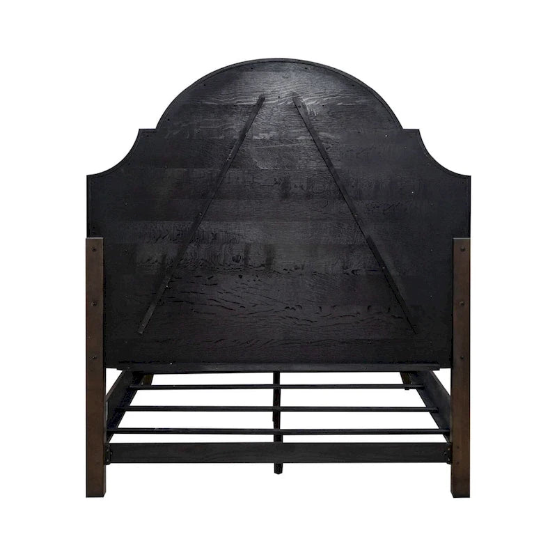 Ensemble de lit, commode et miroir rembourrés marron sellier Paradise Valley