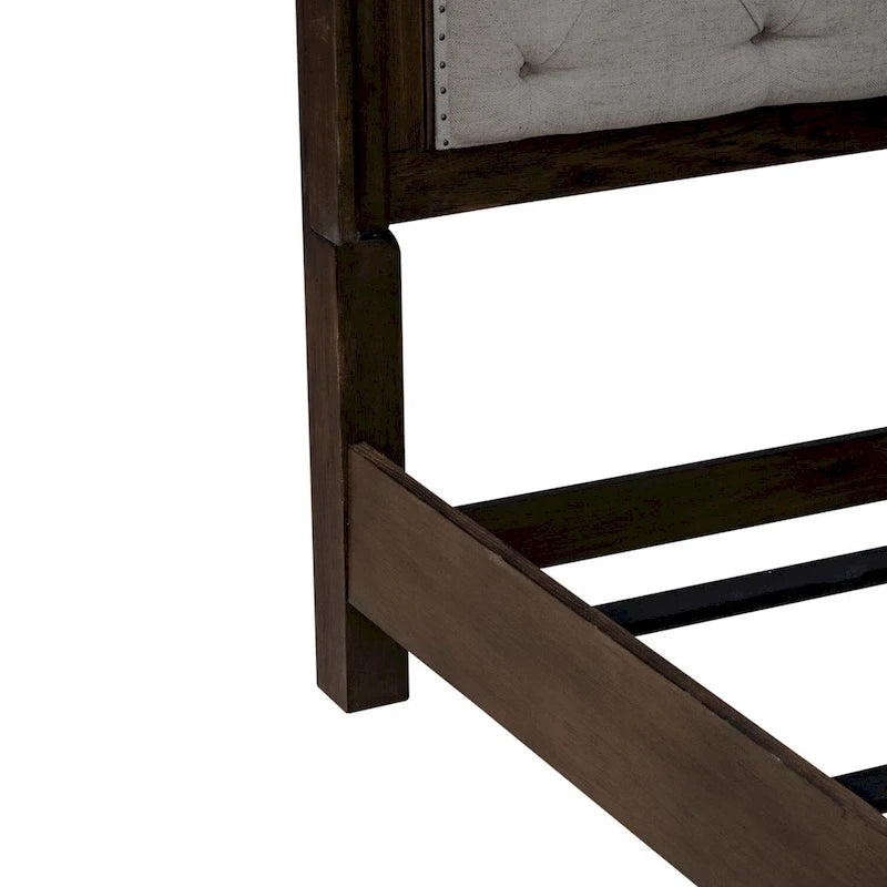 Ensemble de lit, commode et miroir rembourrés marron sellier Paradise Valley