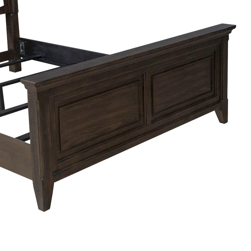 Ensemble de lit, commode et miroir rembourrés marron sellier Paradise Valley