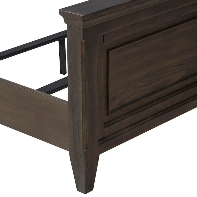 Ensemble de lit, commode et miroir rembourrés marron sellier Paradise Valley