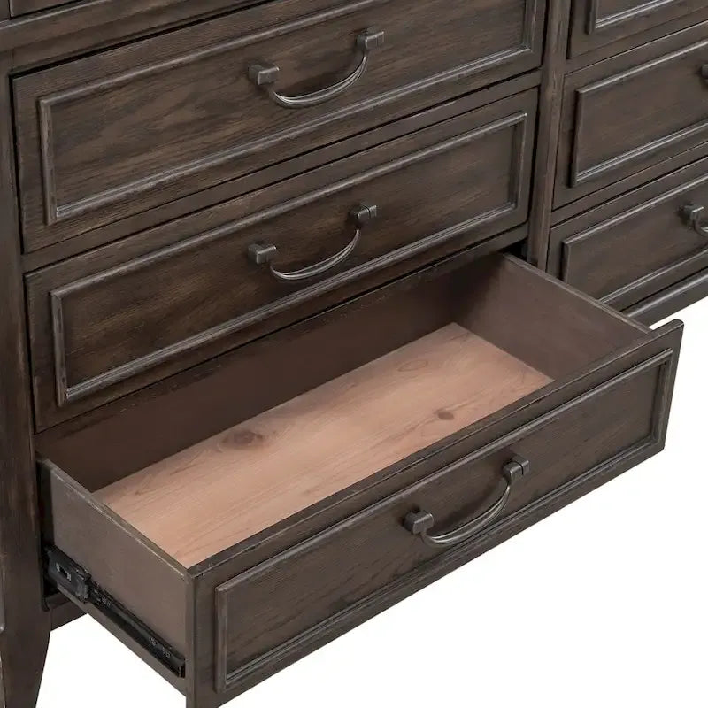 Ensemble de lit, commode et miroir rembourrés marron sellier Paradise Valley