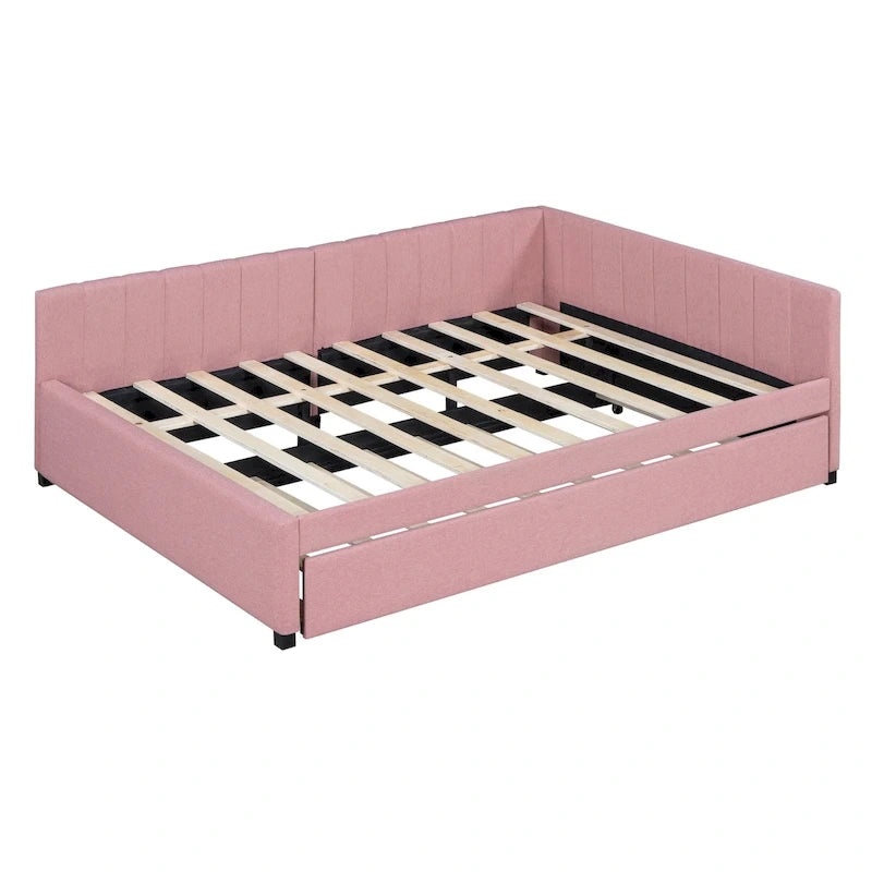 Lit de Repos Rembourré Grand Format avec Lit Gigogne Cadre de Canapé-Lit, Aucun Sommier Tapissier Requis