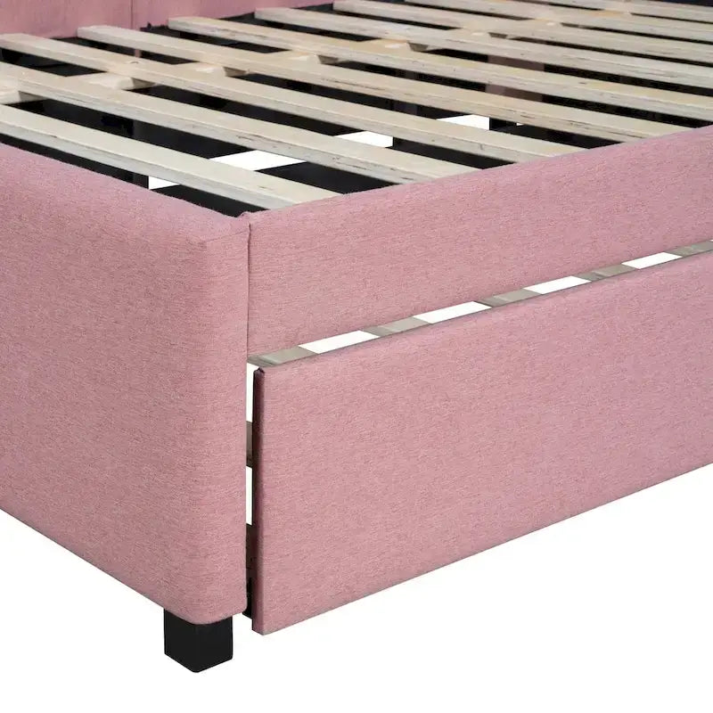 Lit de Repos Rembourré Grand Format avec Lit Gigogne Cadre de Canapé-Lit, Aucun Sommier Tapissier Requis