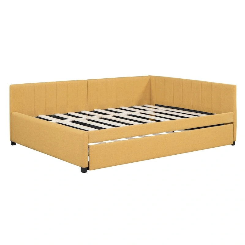 Lit de Repos Rembourré Grand Format avec Lit Gigogne Cadre de Canapé-Lit, Aucun Sommier Tapissier Requis