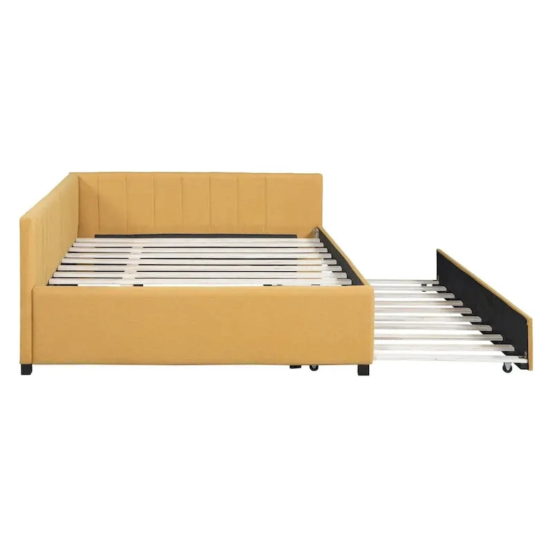 Lit de Repos Rembourré Grand Format avec Lit Gigogne Cadre de Canapé-Lit, Aucun Sommier Tapissier Requis
