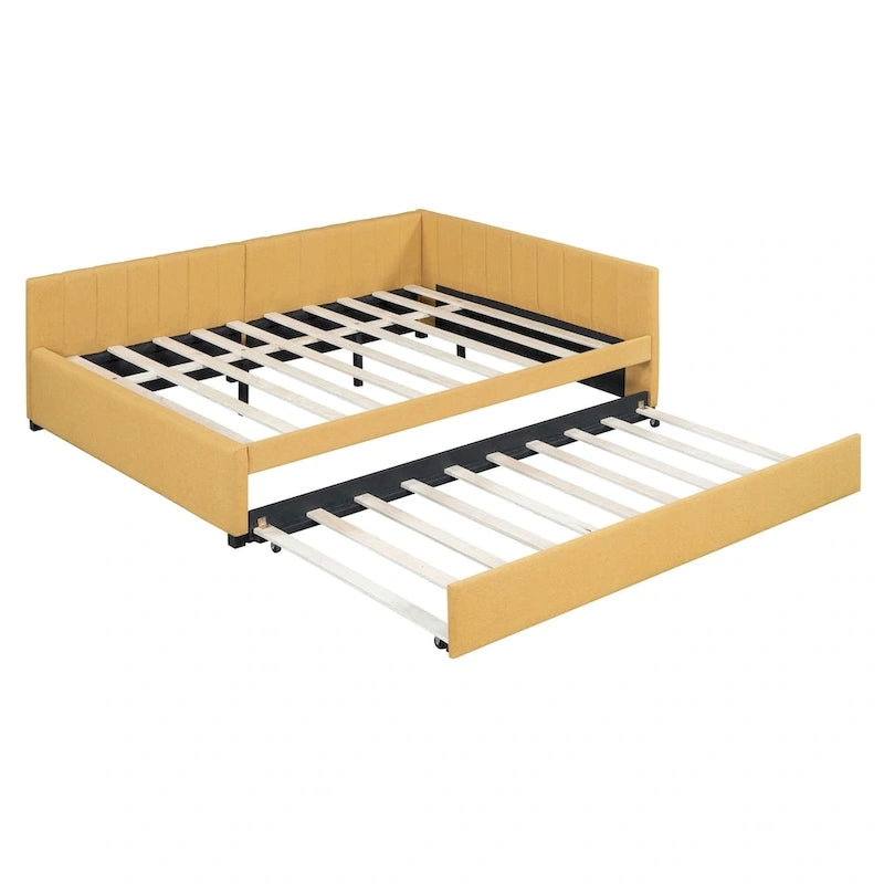 Lit de Repos Rembourré Grand Format avec Lit Gigogne Cadre de Canapé-Lit, Aucun Sommier Tapissier Requis